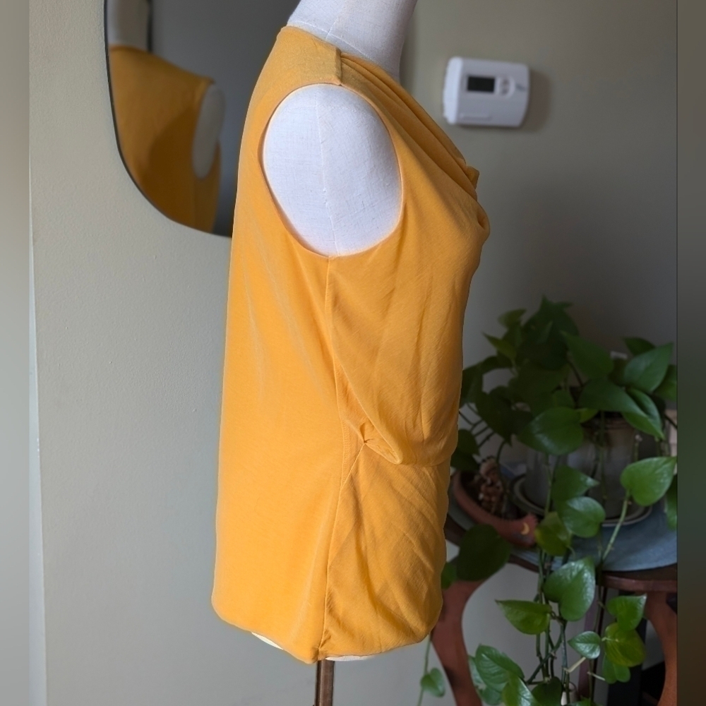 Worthington Women's Size Small Mustard Yellow Swoop Neck Sleeveless Blouse - Picture 6 of 9